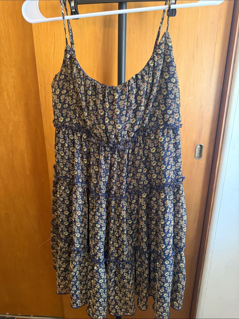Trixxi Floral Navy Tiered Sundress with Spaghetti Straps